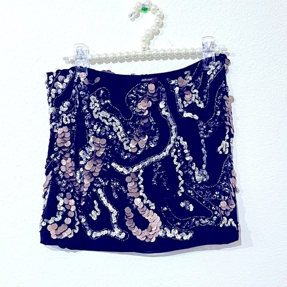 𝅺JAYGODFREY 4 XS Sm gorgeous designer couture hand beaded skirt crystal beads - Picture 7 of 11